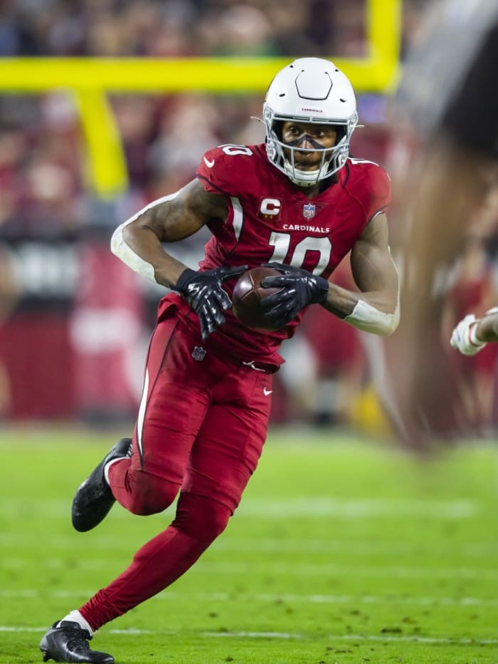 Dec 13, 2021; Arizona Cardinals receiver DeAndre Hopkins (10) against the Los Angeles Rams. Mandatory Credit: Mark J. Rebilas-USA TODAY